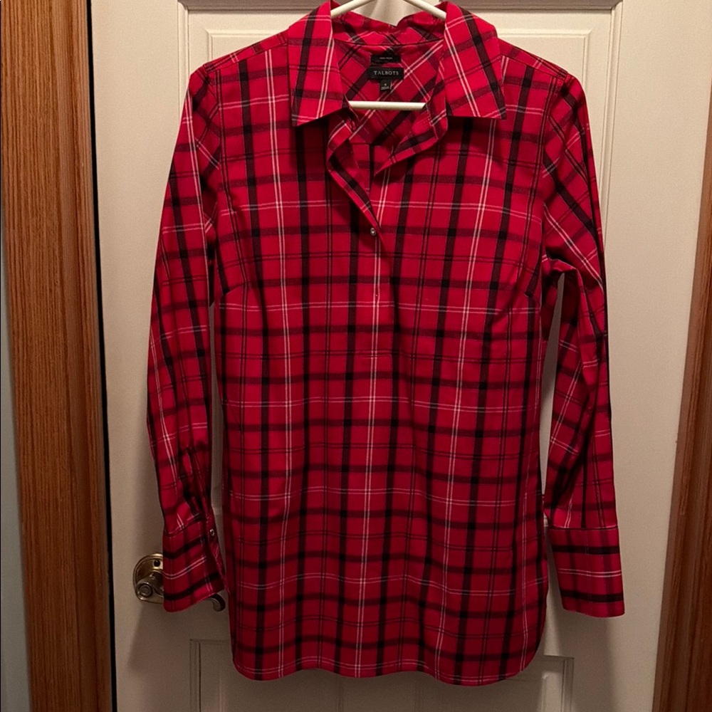 Talbots Red Plaid Blouse